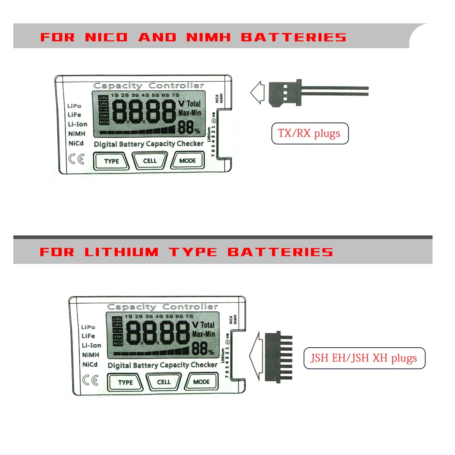 Battery Load Tester - Medidor de Células RC 7 em